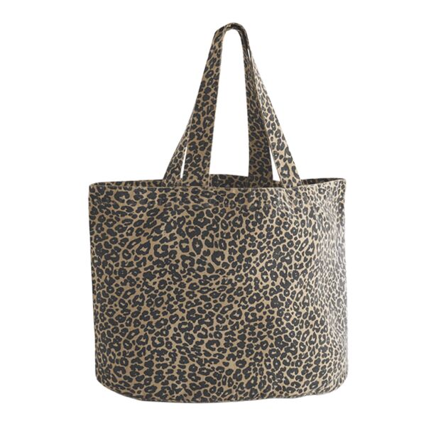 Leopard print canvas shopper Thumbnail