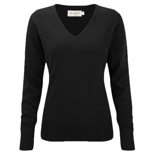 Russell Athletic Collection Ladies Cotton Acrylic V Neck Sweater Thumbnail