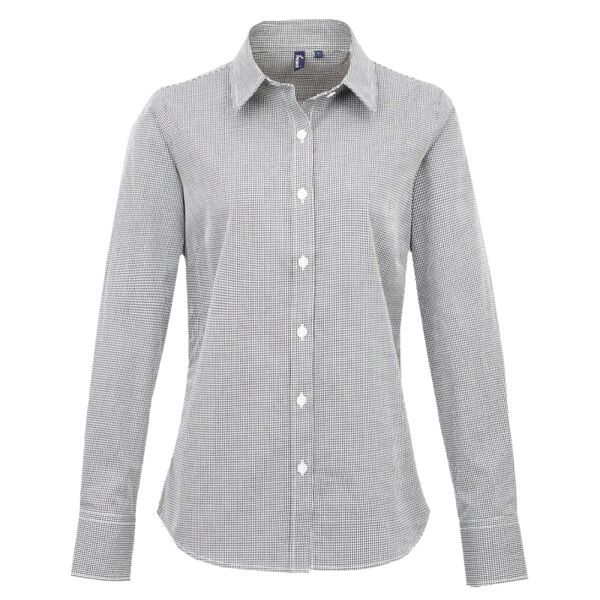 Premier Ladies Gingham Long Sleeve Shirt Thumbnail