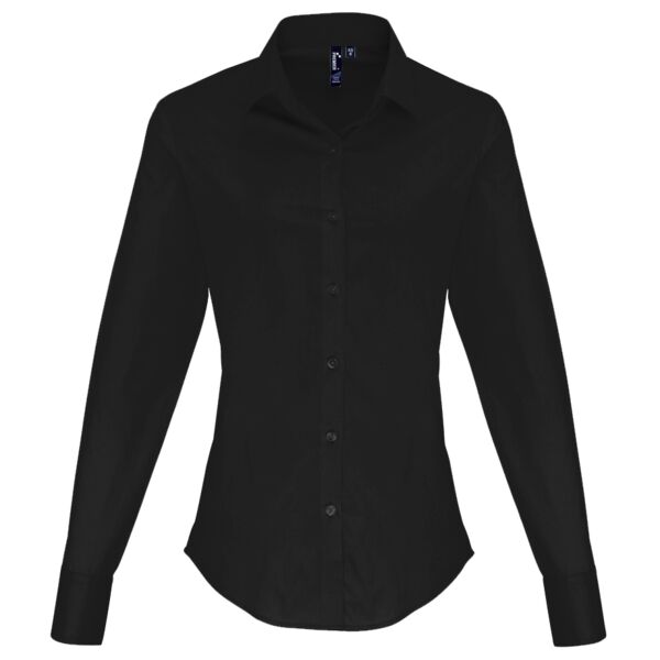 Women's stretch fit cotton poplin long sleeve blouse Thumbnail